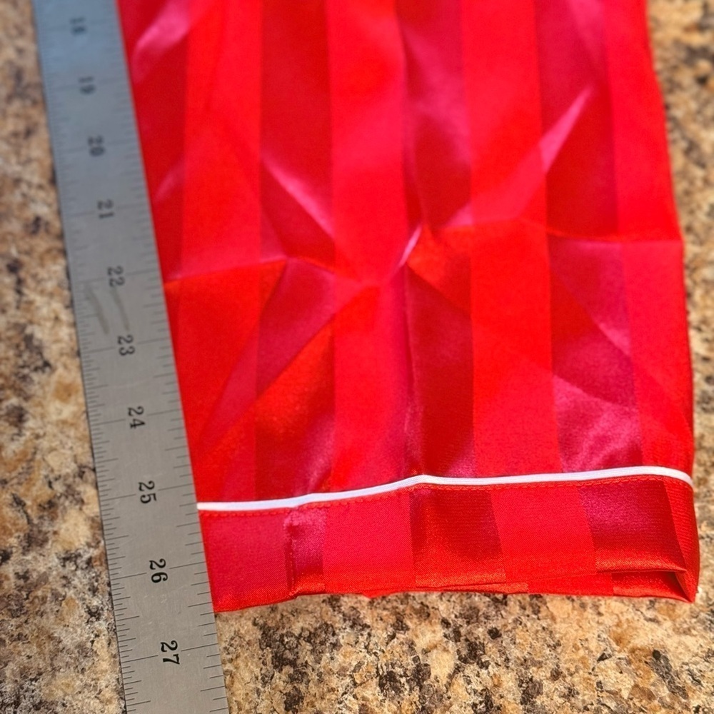 NWOT Striped Satin Feel Women’s Pajama Set Sz Medium Red, Bottoms Waist Elastic - Picture 9 of 12